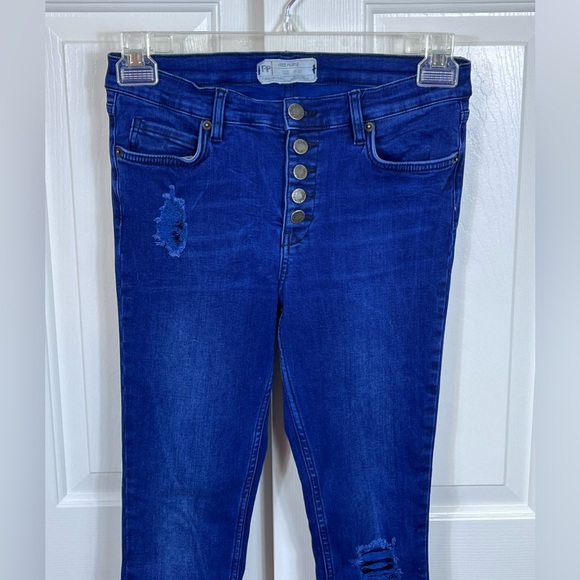 Free People Skinny Jeans w/ Distress, Dark Blue, Size 27 - Picture 3 of 7